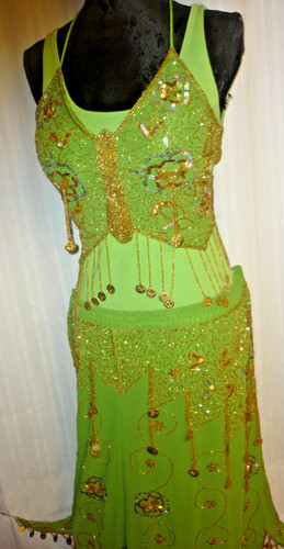Grünes bauchtanz kleid - bauchtanz,
